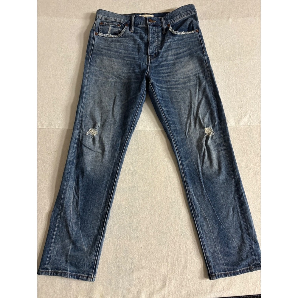 Madewell Cruiser Straight Jeans Distressed Medium Wash Denim Size 28